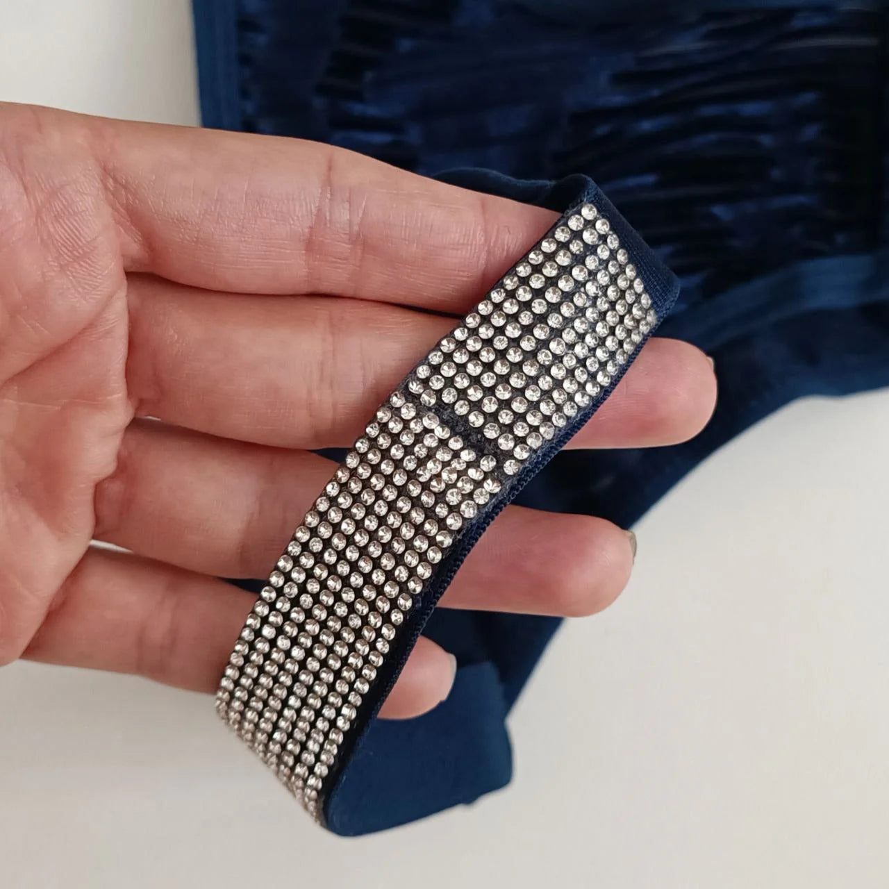 Shezaib Velvet Shine Bra & Panty Set – Luxury Rhinestone Strap Lingerie 2022